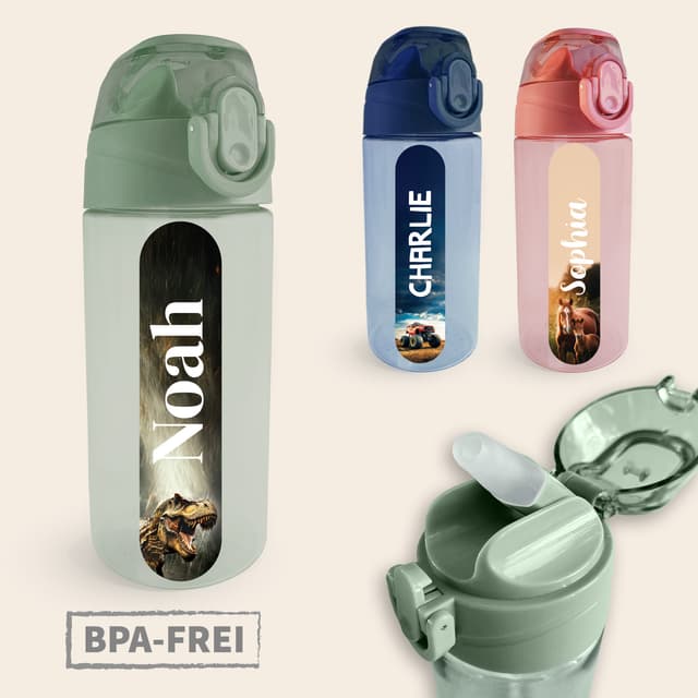 Trinkflasche mit Name - Real World