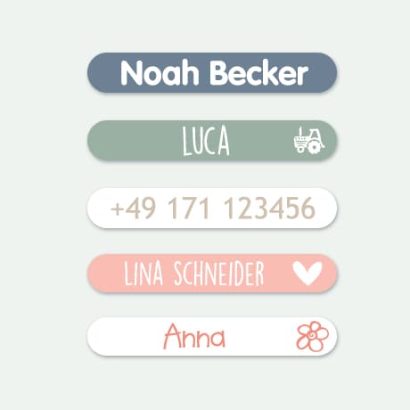 Mini Namensaufkleber - einfarbig