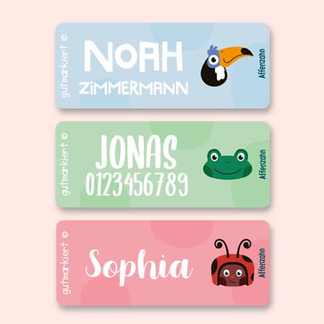 Kleine Namensaufkleber Affenzahn