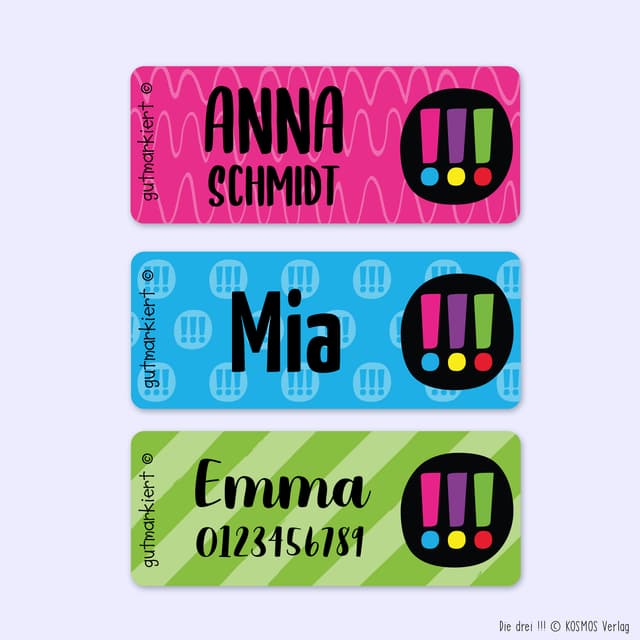 Kleine Namensaufkleber – Die drei !!!